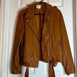 Faux Leather Jacket Brown